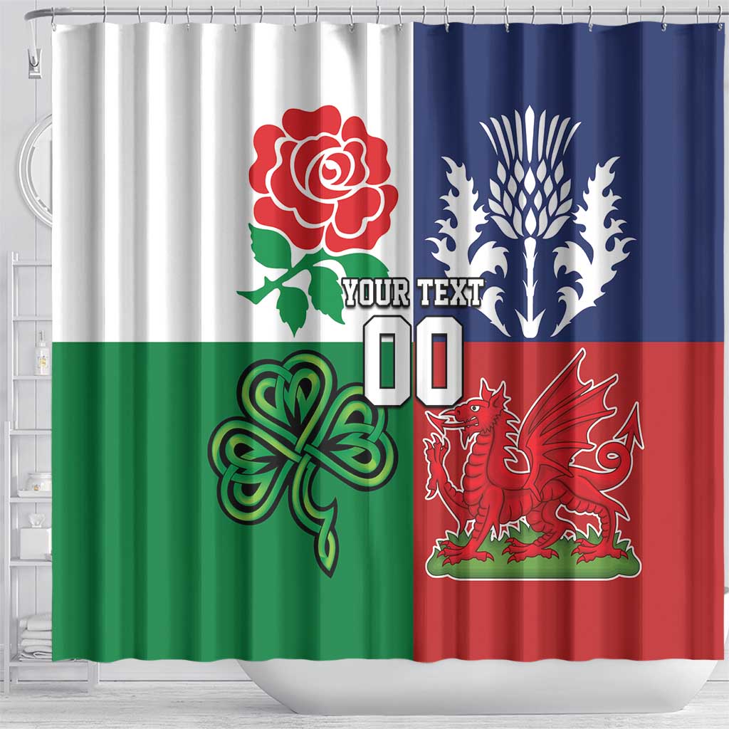 Custom British Lions Shower Curtain Combination of England Irish Scottish Welsh