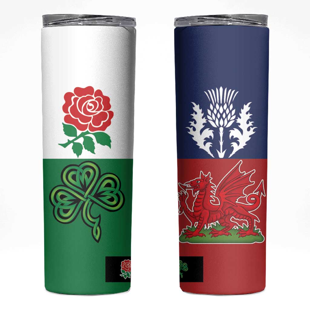 Custom British Lions Skinny Tumbler Combination of England Irish Scottish Welsh