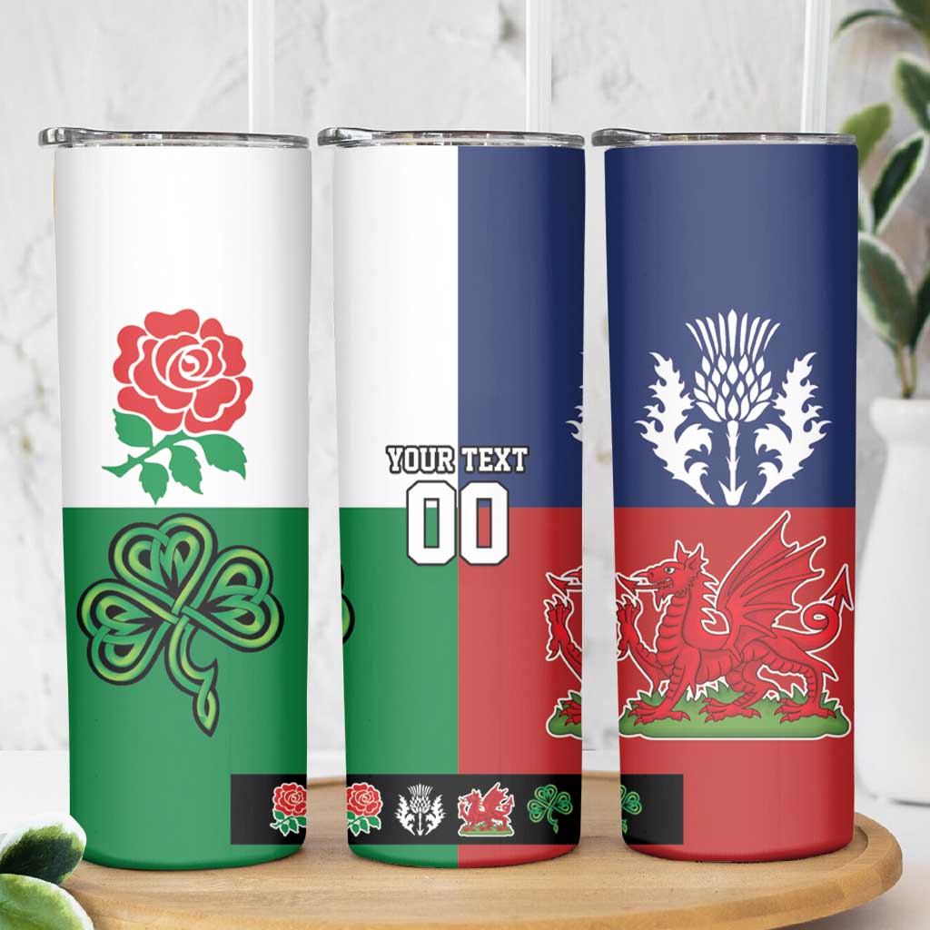 Custom British Lions Skinny Tumbler Combination of England Irish Scottish Welsh