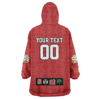 Custom British Lions Wearable Blanket Hoodie Combination of England Irish Scottish Welsh