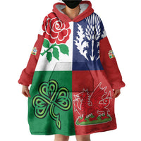 Custom British Lions Wearable Blanket Hoodie Combination of England Irish Scottish Welsh