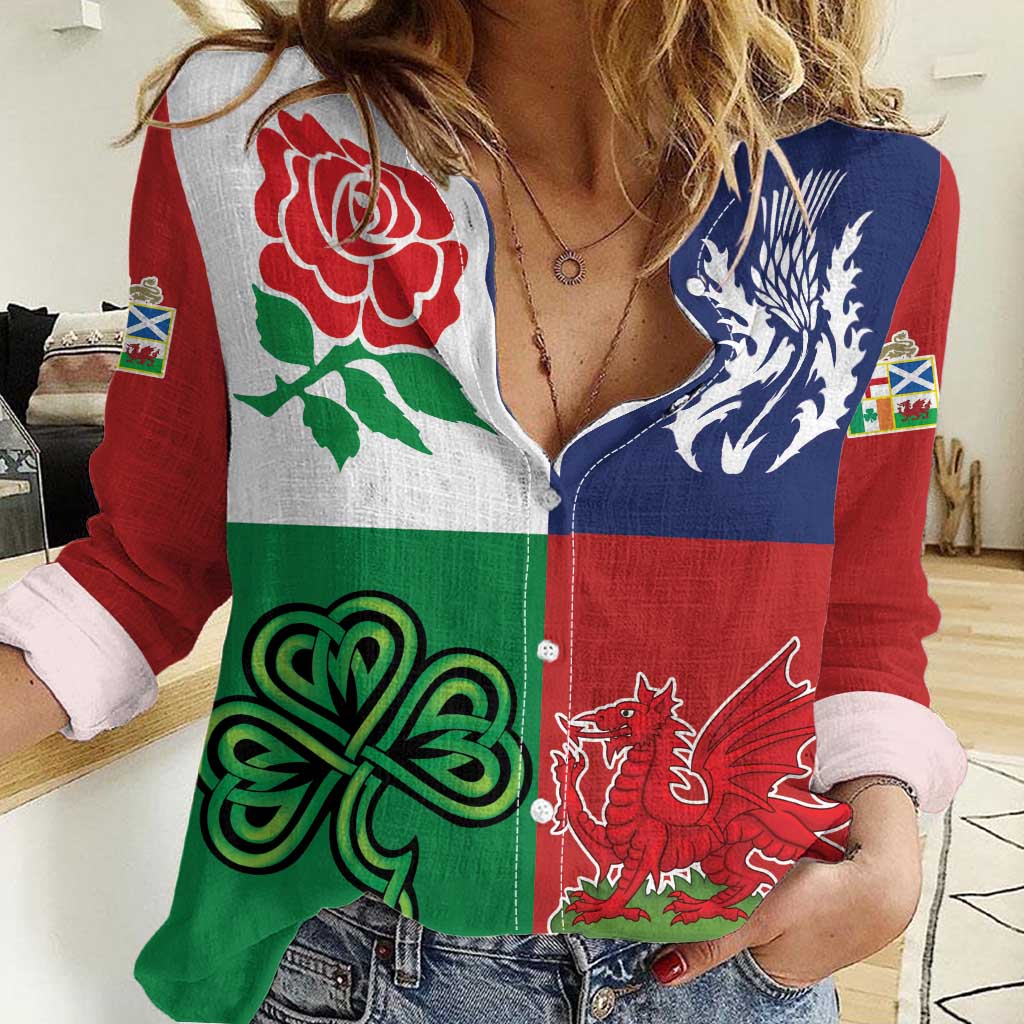 Custom British Lions Women Casual Shirt Combination of England Irish Scottish Welsh