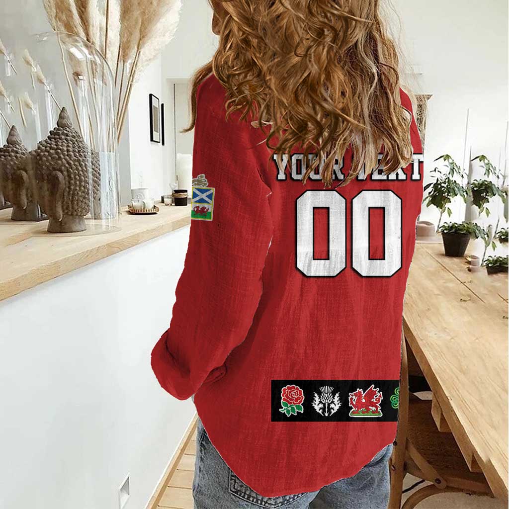 Custom British Lions Women Casual Shirt Combination of England Irish Scottish Welsh