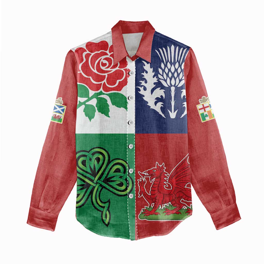 Custom British Lions Women Casual Shirt Combination of England Irish Scottish Welsh