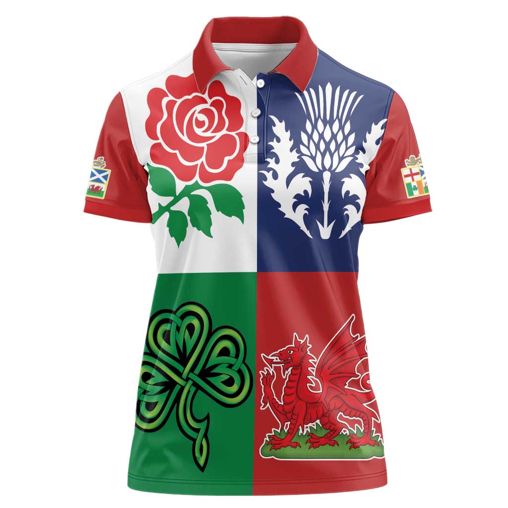 Custom British Lions Women Polo Shirt Combination of England Irish Scottish Welsh
