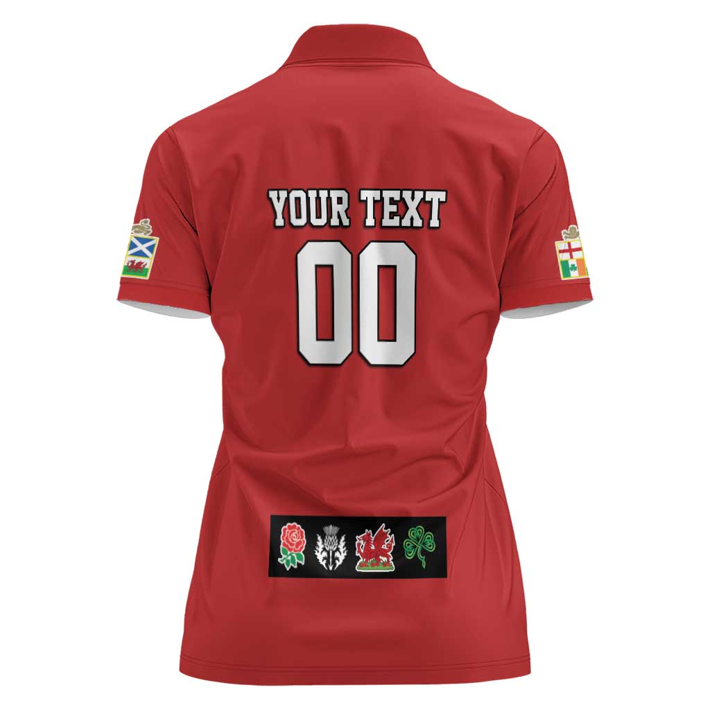 Custom British Lions Women Polo Shirt Combination of England Irish Scottish Welsh