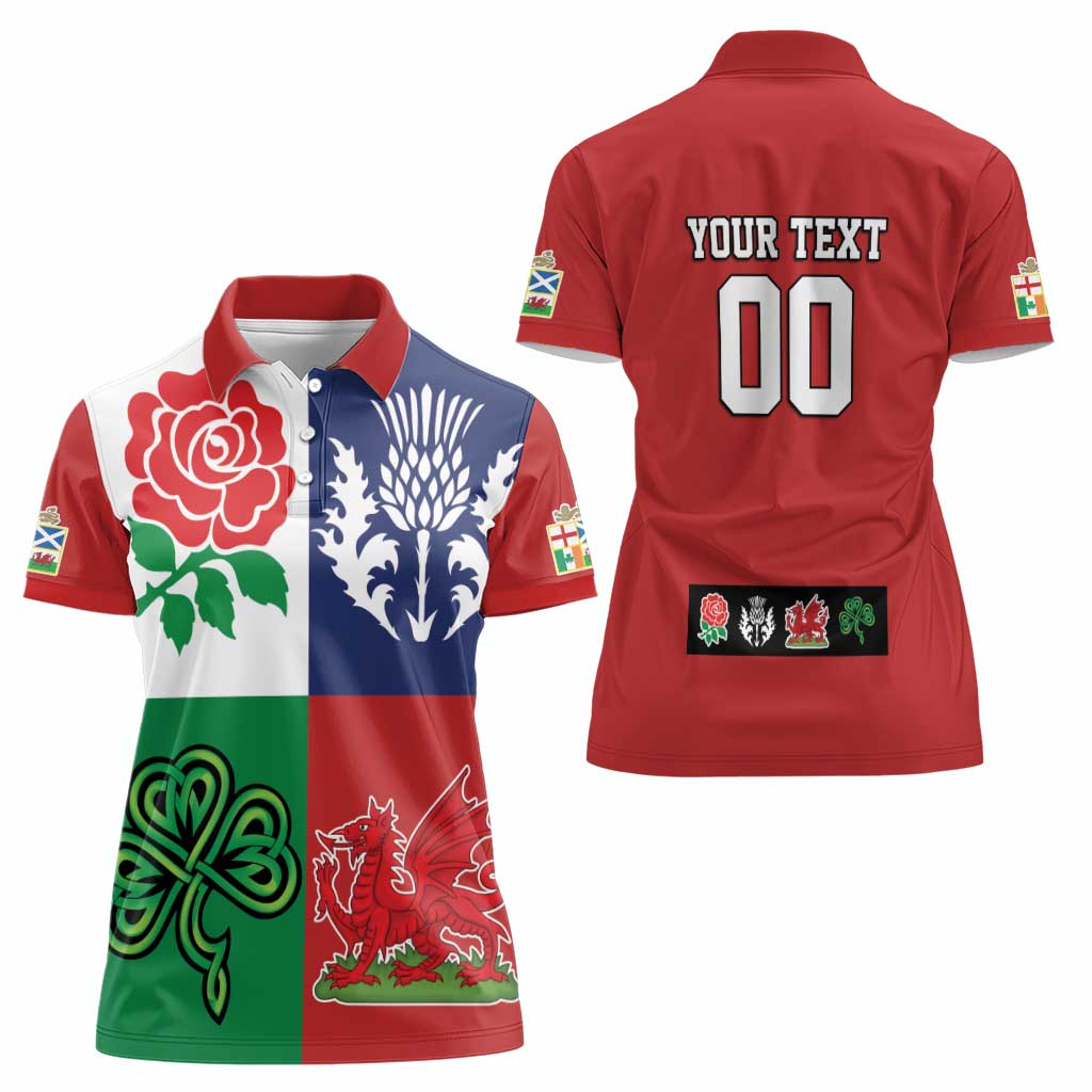 Custom British Lions Women Polo Shirt Combination of England Irish Scottish Welsh