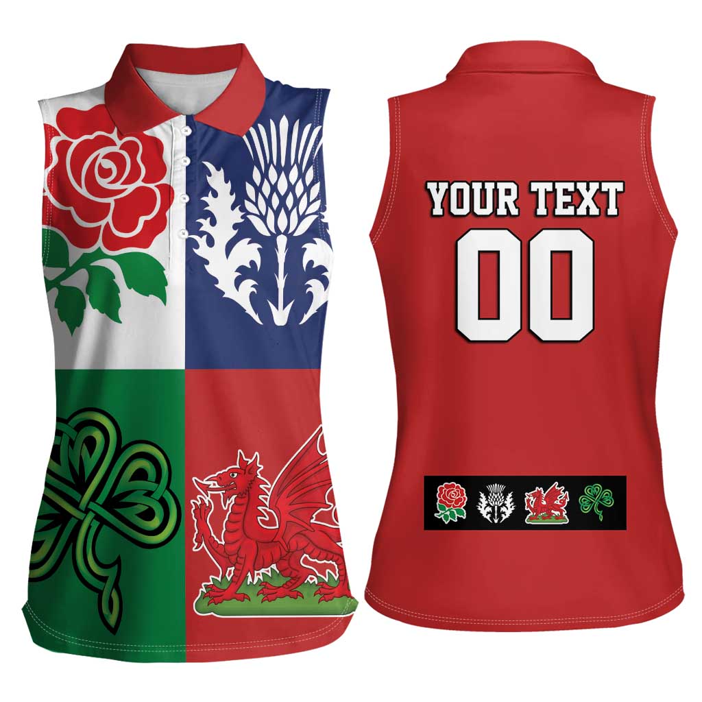Custom British Lions Women Sleeveless Polo Shirt Combination of England Irish Scottish Welsh