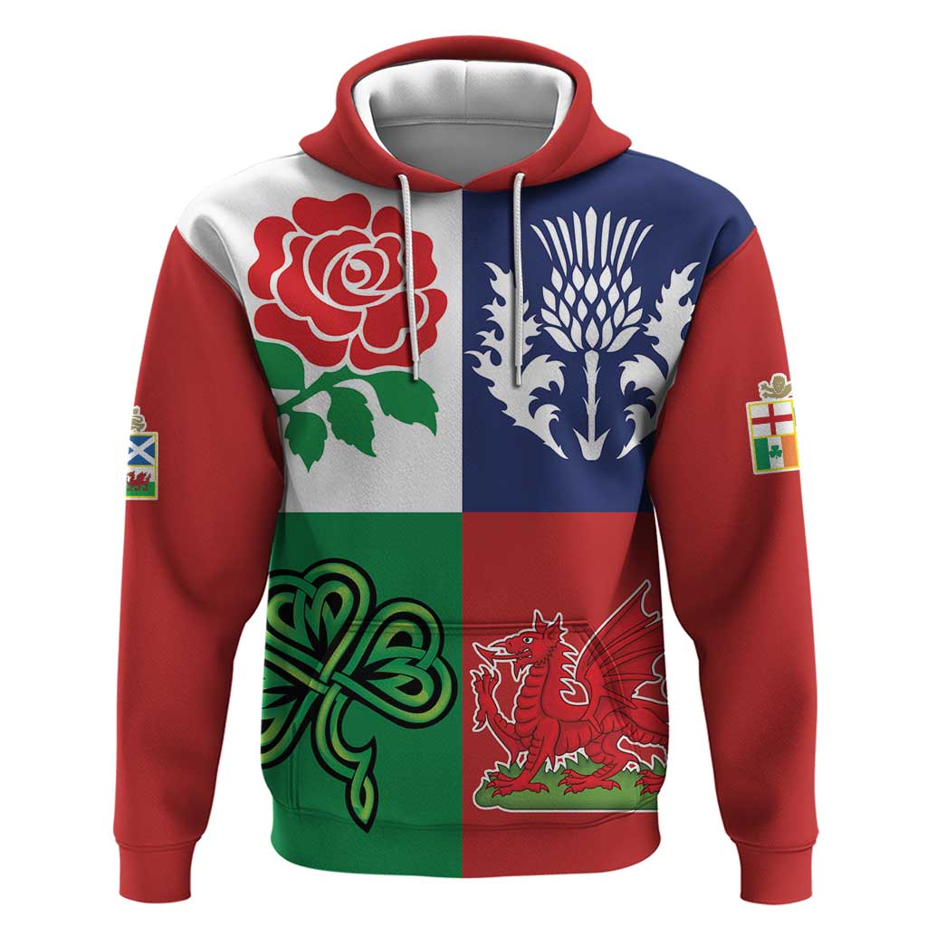 Custom British Lions Zip Hoodie Combination of England Irish Scottish Welsh