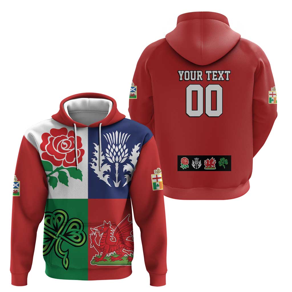Custom British Lions Zip Hoodie Combination of England Irish Scottish Welsh