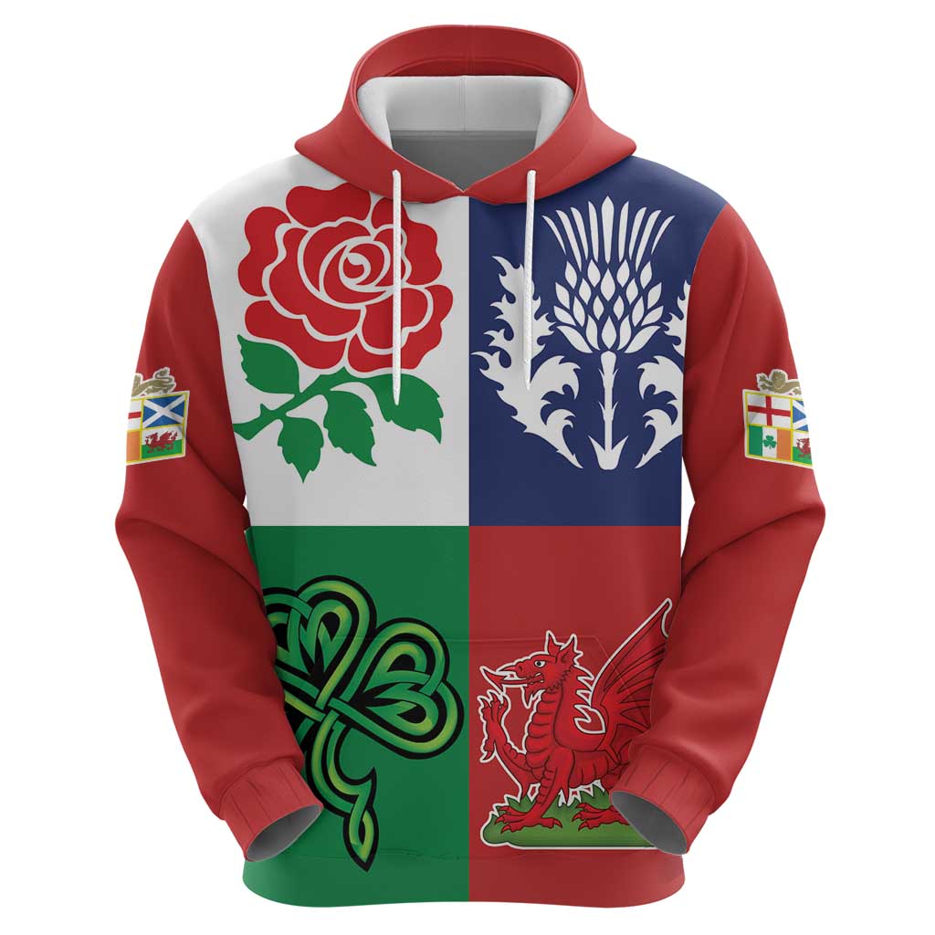Custom British Lions Zip Hoodie Combination of England Irish Scottish Welsh