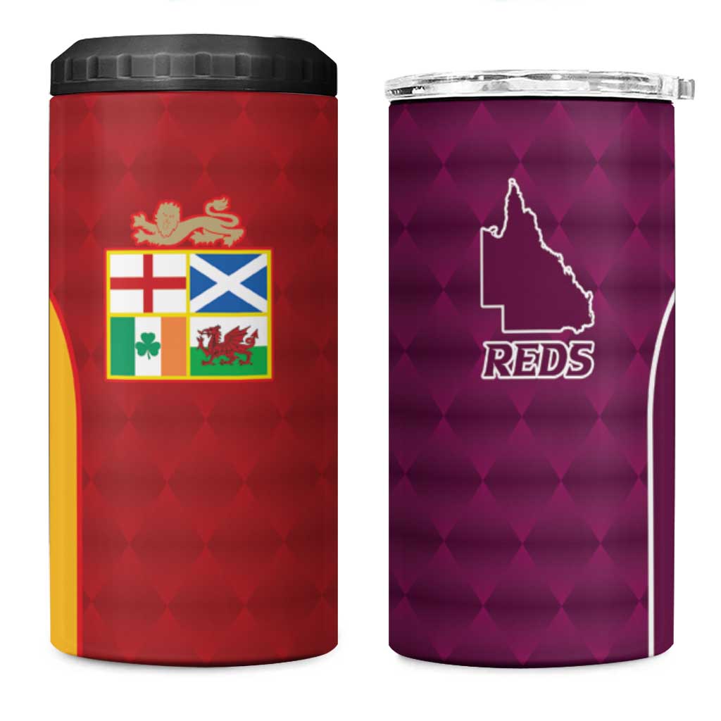 Custom British Lions Australia Queensland 4 in 1 Can Cooler Tumbler Sporty Style