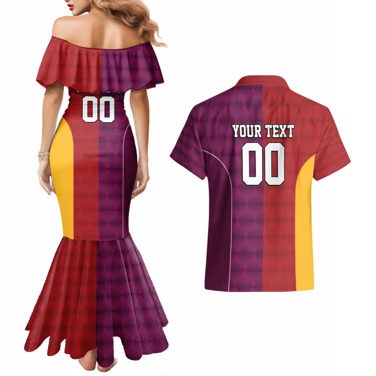 Custom British Lions Australia Queensland Couples Matching Mermaid Dress and Hawaiian Shirt Sporty Style