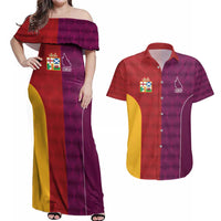 Custom British Lions Australia Queensland Couples Matching Off Shoulder Maxi Dress and Hawaiian Shirt Sporty Style