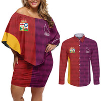 Custom British Lions Australia Queensland Couples Matching Off Shoulder Short Dress and Long Sleeve Button Shirt Sporty Style