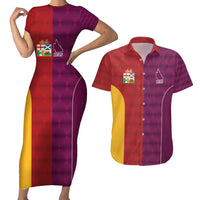 Custom British Lions Australia Queensland Couples Matching Short Sleeve Bodycon Dress and Hawaiian Shirt Sporty Style