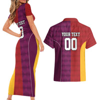 Custom British Lions Australia Queensland Couples Matching Short Sleeve Bodycon Dress and Hawaiian Shirt Sporty Style