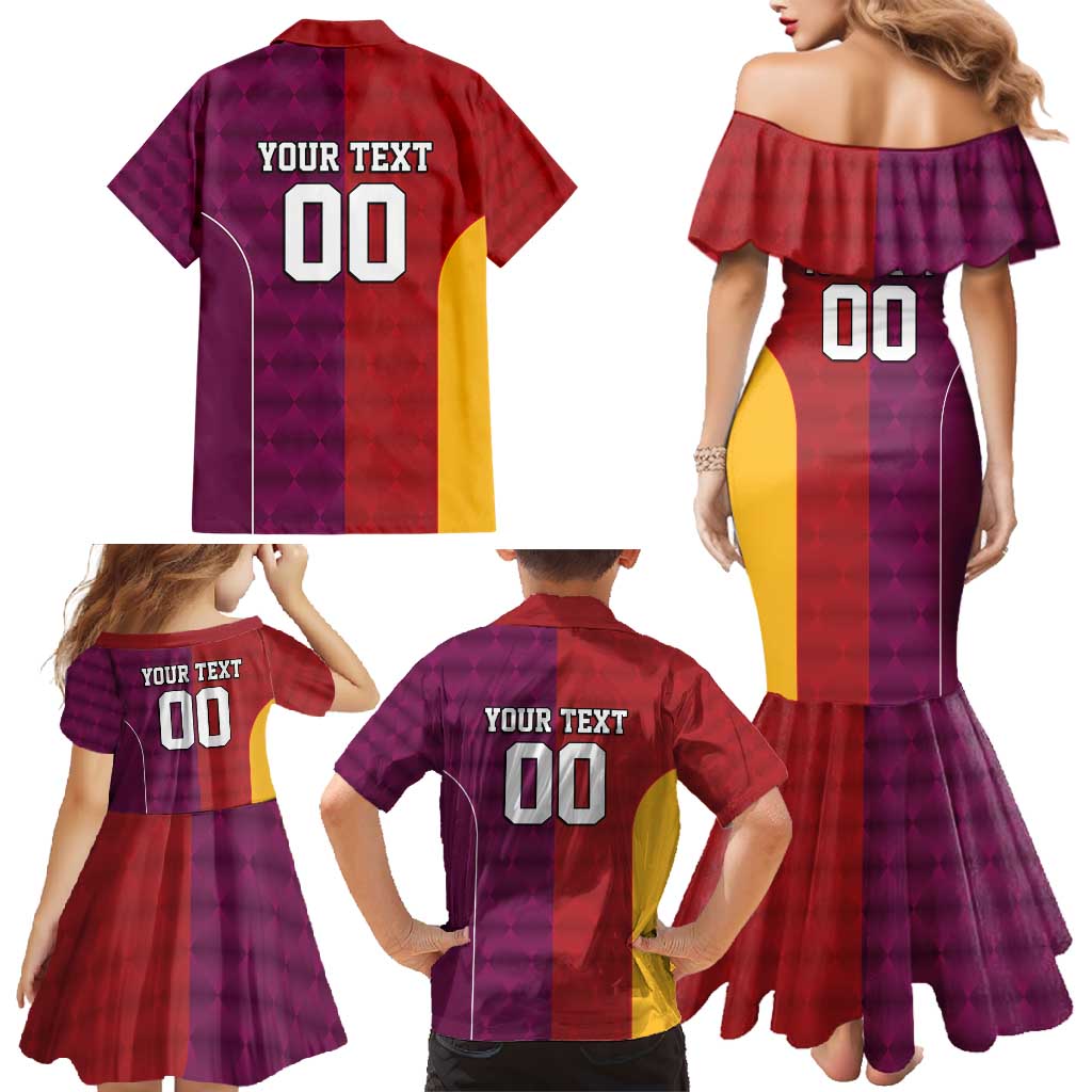 Custom British Lions Australia Queensland Family Matching Mermaid Dress and Hawaiian Shirt Sporty Style
