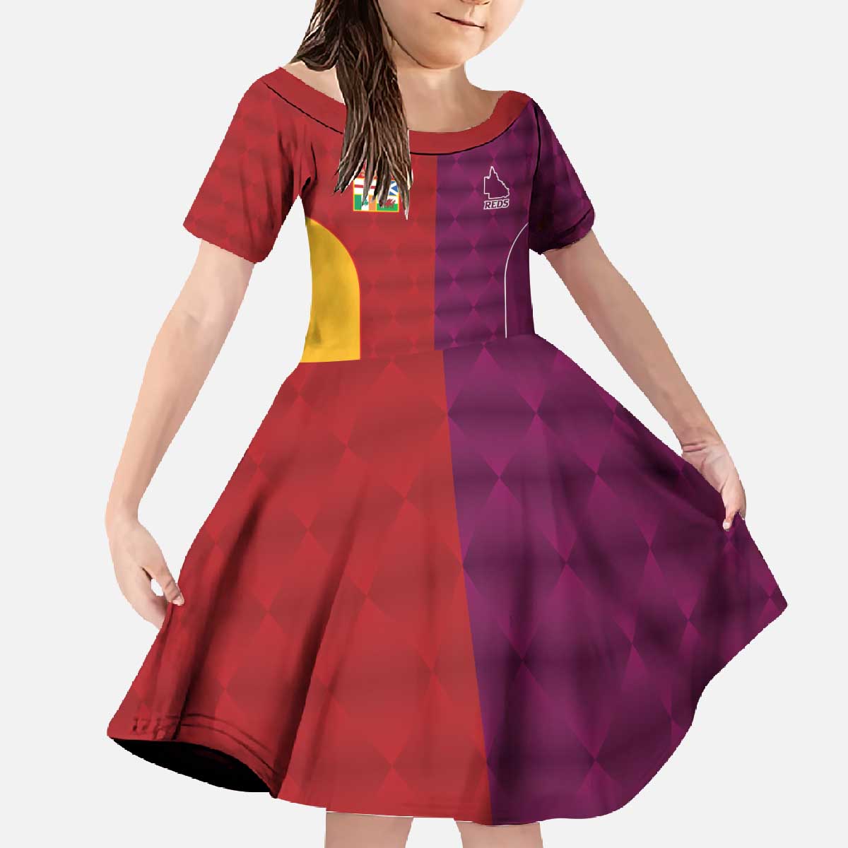 Custom British Lions Australia Queensland Family Matching Off The Shoulder Long Sleeve Dress and Hawaiian Shirt Sporty Style