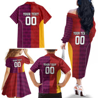 Custom British Lions Australia Queensland Family Matching Off The Shoulder Long Sleeve Dress and Hawaiian Shirt Sporty Style