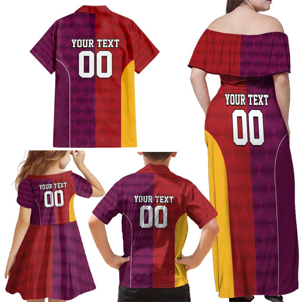 Custom British Lions Australia Queensland Family Matching Off Shoulder Maxi Dress and Hawaiian Shirt Sporty Style