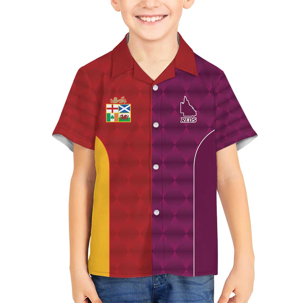 Custom British Lions Australia Queensland Family Matching Off Shoulder Maxi Dress and Hawaiian Shirt Sporty Style