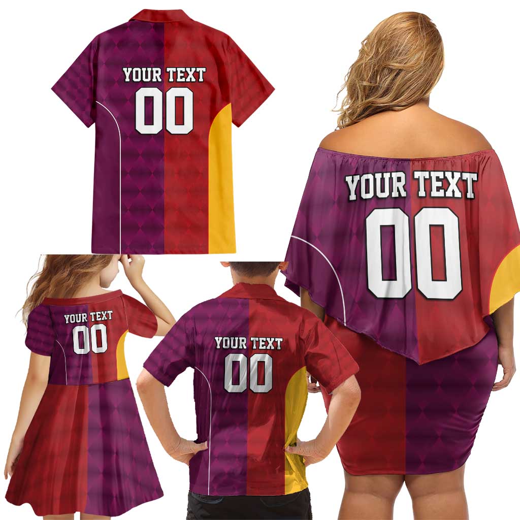 Custom British Lions Australia Queensland Family Matching Off Shoulder Short Dress and Hawaiian Shirt Sporty Style