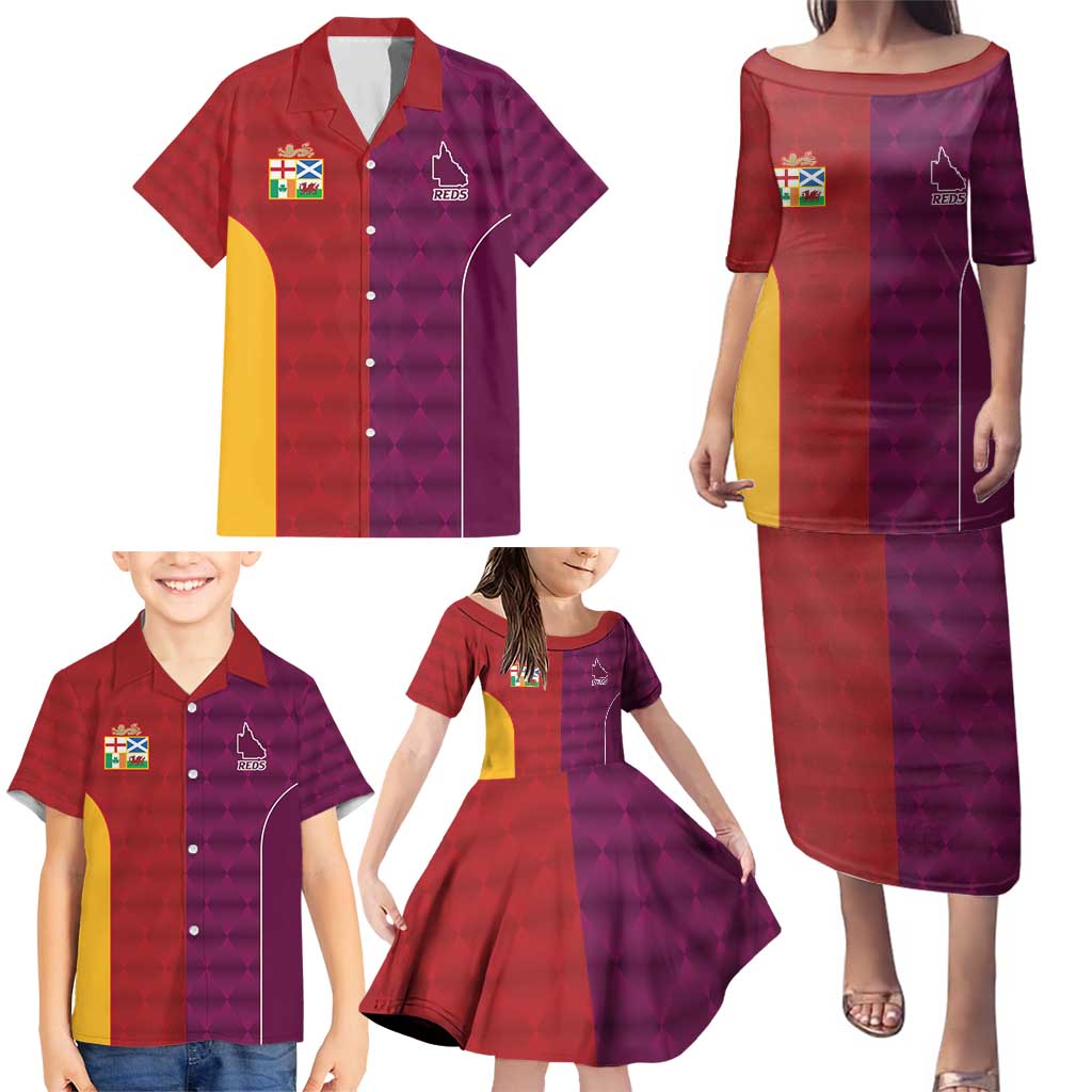 Custom British Lions Australia Queensland Family Matching Puletasi and Hawaiian Shirt Sporty Style