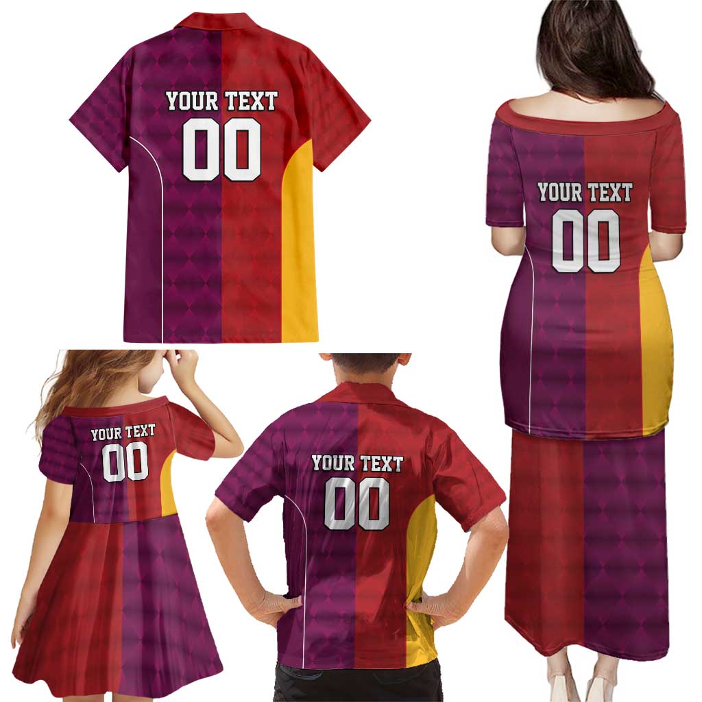 Custom British Lions Australia Queensland Family Matching Puletasi and Hawaiian Shirt Sporty Style