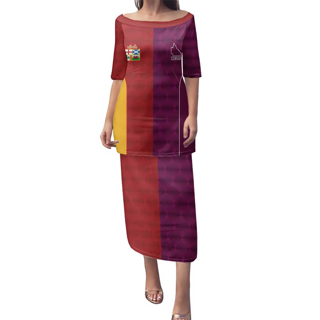 Custom British Lions Australia Queensland Family Matching Puletasi and Hawaiian Shirt Sporty Style