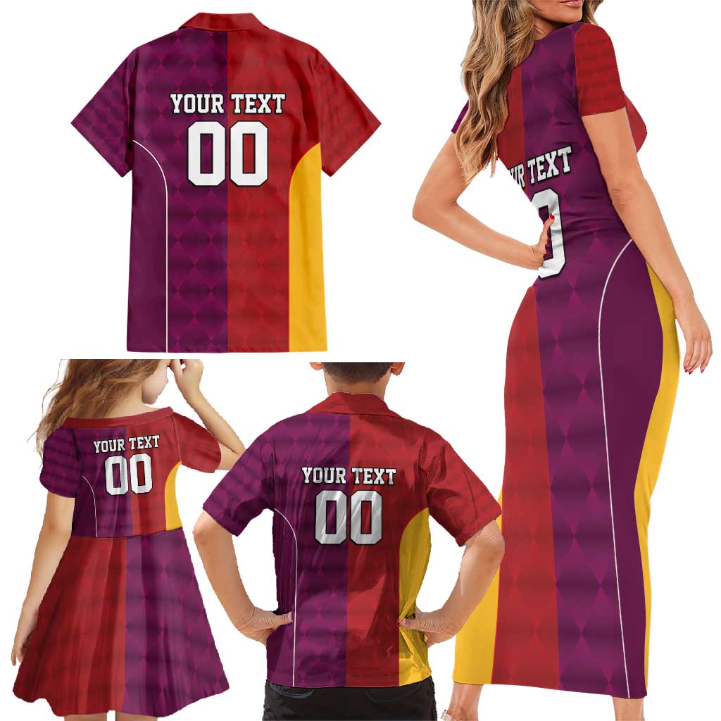 Custom British Lions Australia Queensland Family Matching Short Sleeve Bodycon Dress and Hawaiian Shirt Sporty Style