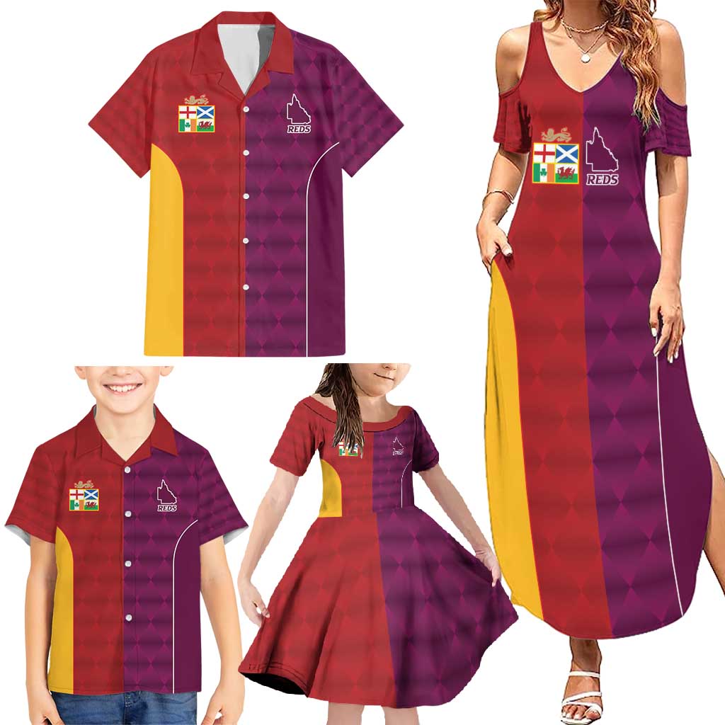 Custom British Lions Australia Queensland Family Matching Summer Maxi Dress and Hawaiian Shirt Sporty Style