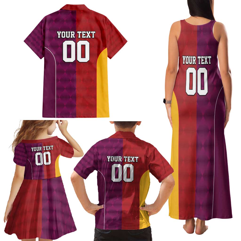 Custom British Lions Australia Queensland Family Matching Tank Maxi Dress and Hawaiian Shirt Sporty Style
