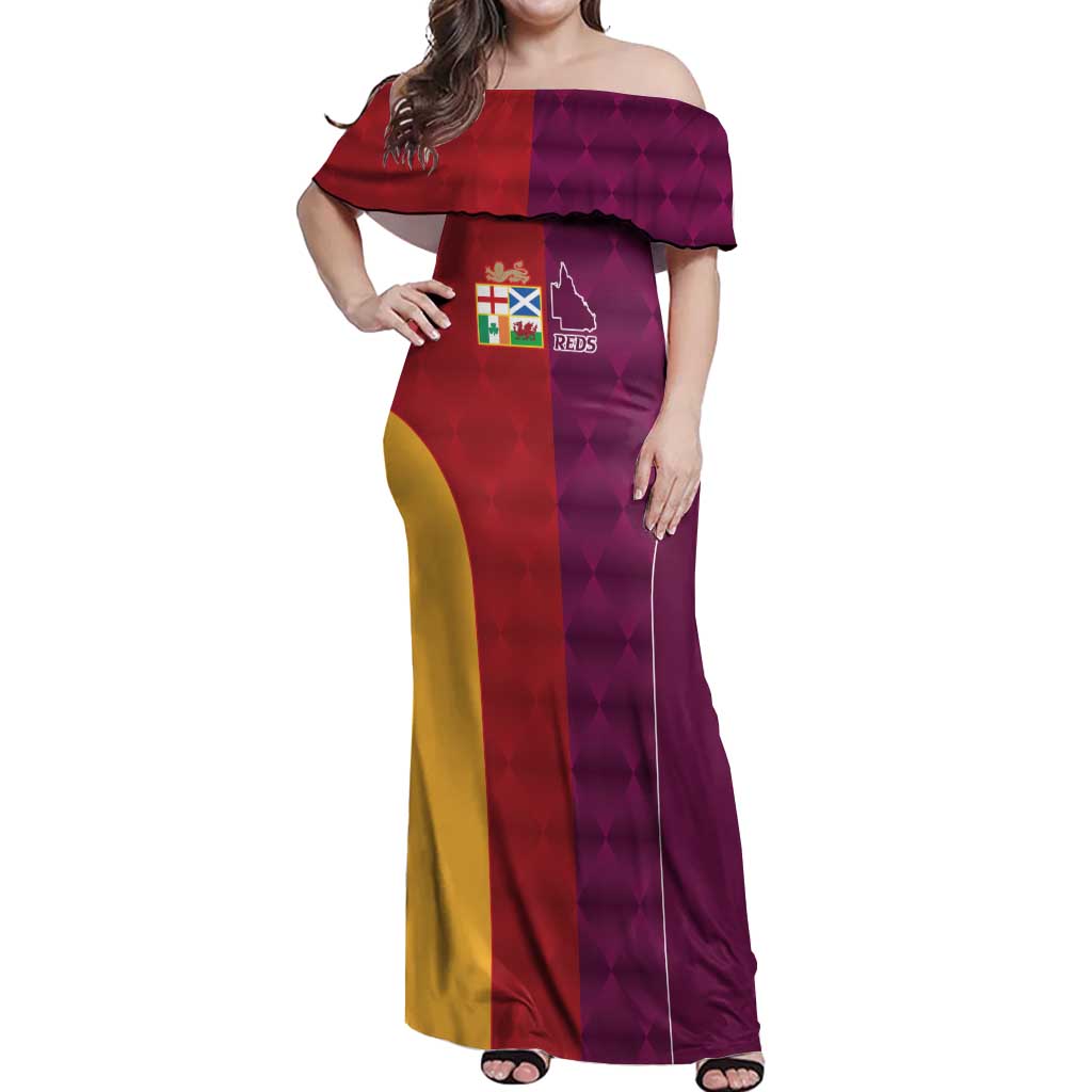 Custom British Lions Australia Queensland Off Shoulder Maxi Dress Sporty Style
