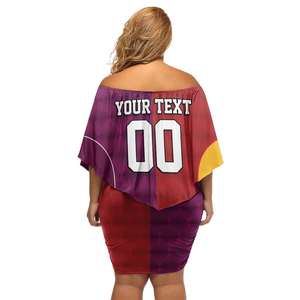 Custom British Lions Australia Queensland Off Shoulder Short Dress Sporty Style