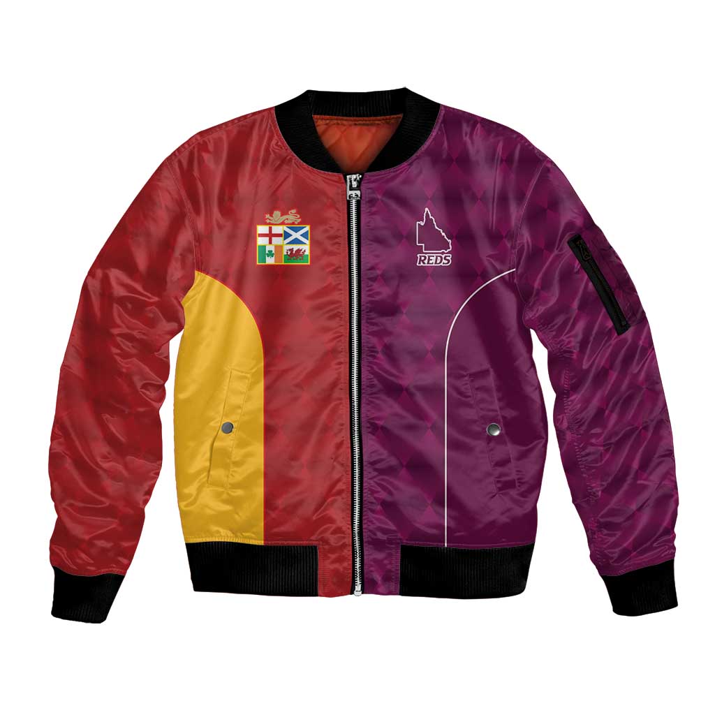 Custom British Lions Australia Queensland Sleeve Zip Bomber Jacket Sporty Style