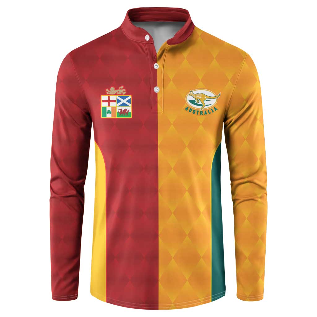 Custom British Lions Australia Wallabies Button Sweatshirt Sporty Style