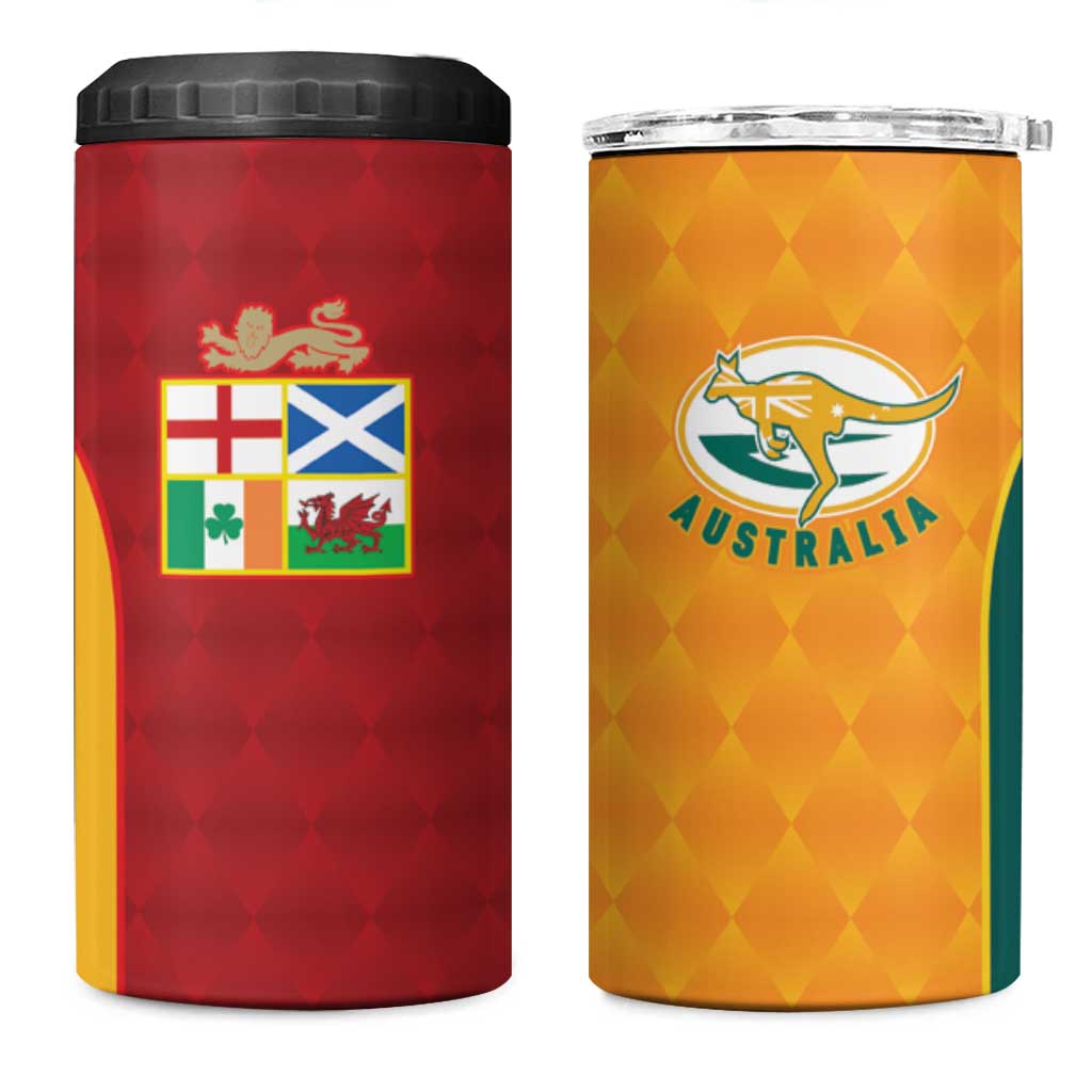 Custom British Lions Australia Wallabies 4 in 1 Can Cooler Tumbler Sporty Style