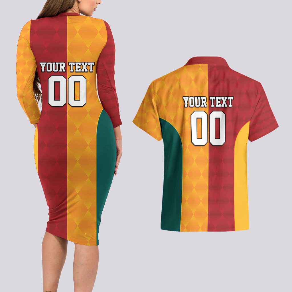 Custom British Lions Australia Wallabies Couples Matching Long Sleeve Bodycon Dress and Hawaiian Shirt Sporty Style