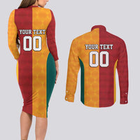 Custom British Lions Australia Wallabies Couples Matching Long Sleeve Bodycon Dress and Long Sleeve Button Shirt Sporty Style