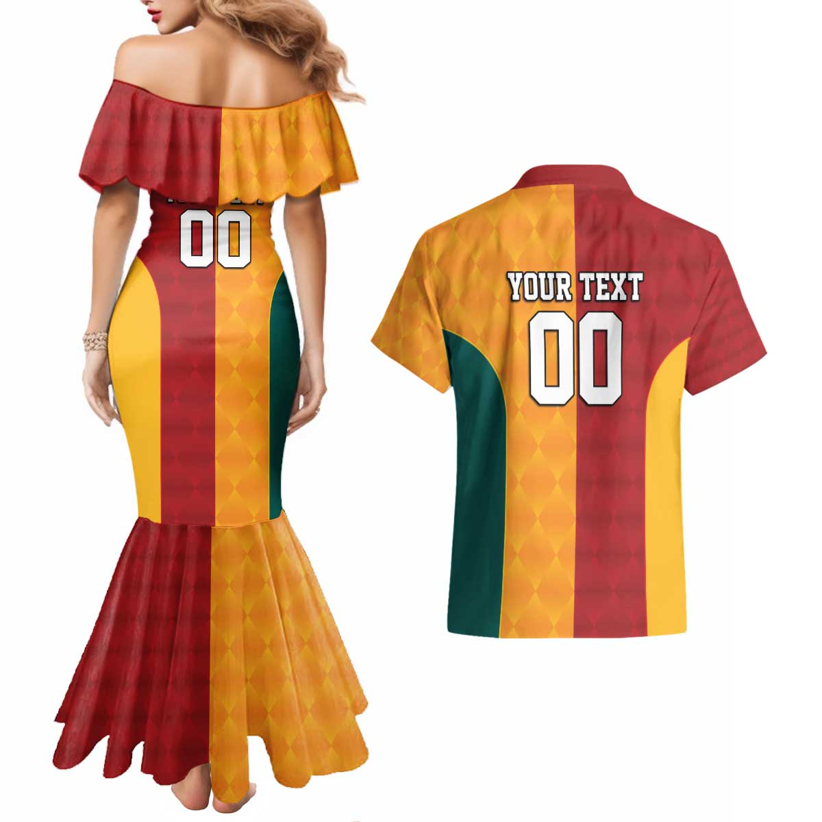 Custom British Lions Australia Wallabies Couples Matching Mermaid Dress and Hawaiian Shirt Sporty Style