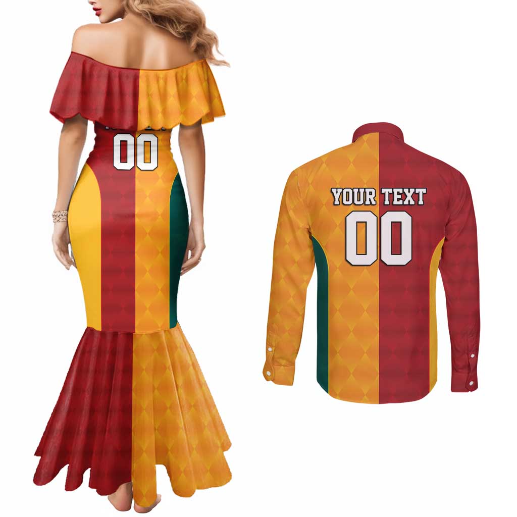 Custom British Lions Australia Wallabies Couples Matching Mermaid Dress and Long Sleeve Button Shirt Sporty Style