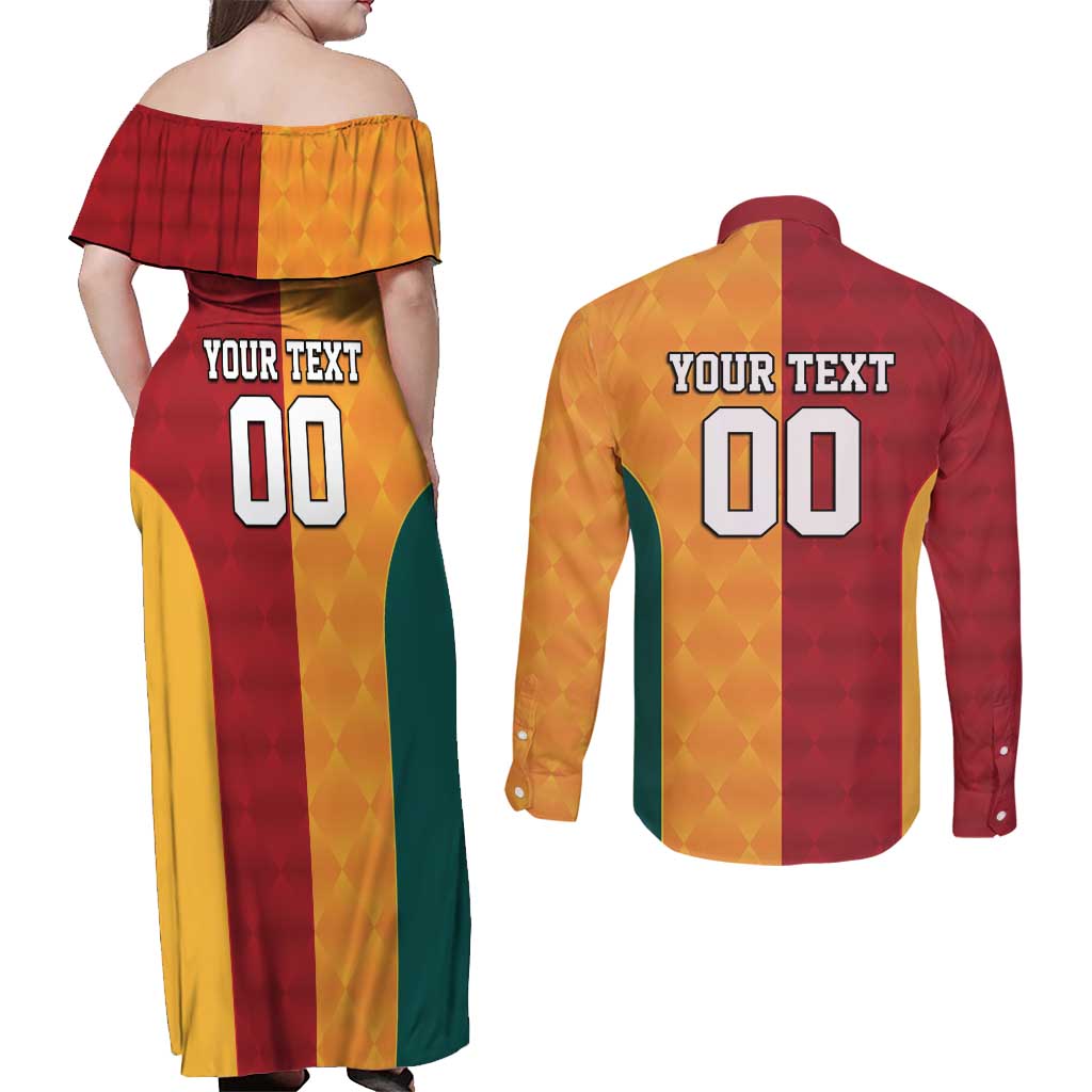 Custom British Lions Australia Wallabies Couples Matching Off Shoulder Maxi Dress and Long Sleeve Button Shirt Sporty Style