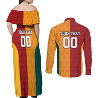 Custom British Lions Australia Wallabies Couples Matching Off Shoulder Maxi Dress and Long Sleeve Button Shirt Sporty Style