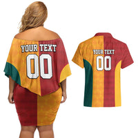 Custom British Lions Australia Wallabies Couples Matching Off Shoulder Short Dress and Hawaiian Shirt Sporty Style