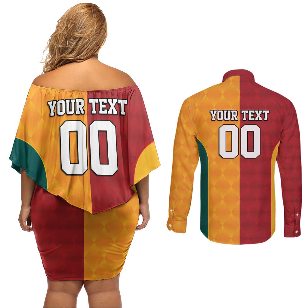 Custom British Lions Australia Wallabies Couples Matching Off Shoulder Short Dress and Long Sleeve Button Shirt Sporty Style