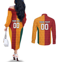 Custom British Lions Australia Wallabies Couples Matching Off The Shoulder Long Sleeve Dress and Long Sleeve Button Shirt Sporty Style