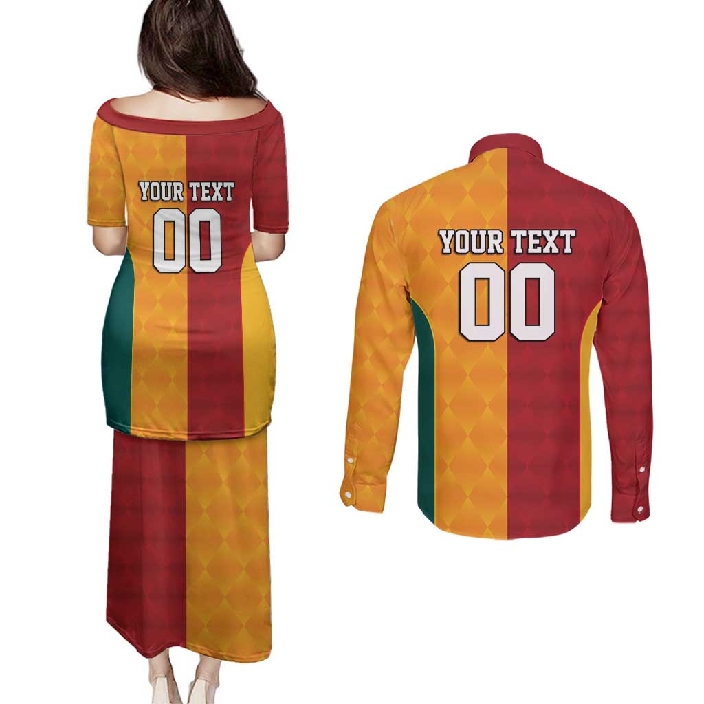 Custom British Lions Australia Wallabies Couples Matching Puletasi and Long Sleeve Button Shirt Sporty Style