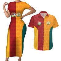 Custom British Lions Australia Wallabies Couples Matching Short Sleeve Bodycon Dress and Hawaiian Shirt Sporty Style