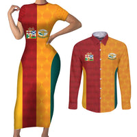 Custom British Lions Australia Wallabies Couples Matching Short Sleeve Bodycon Dress and Long Sleeve Button Shirt Sporty Style